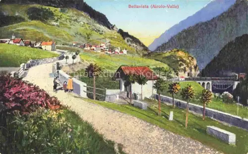 AK / Ansichtskarte Airolo Leventina TI Bellavista Valle Tal Viadukt Bergdorf Weg Frauen Blumen Berge