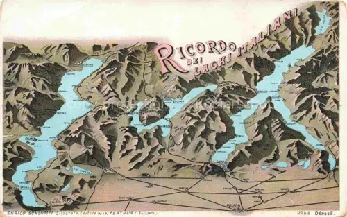 AK / Ansichtskarte LUGANO Lago di Lugano TI Laghi-Italiani Landkarte Lago-Maggiore Lago-di-Como Lago-di-Lugano Seen Berge Panoramakarte