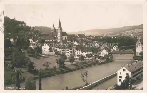 AK / Ansichtskarte BADEN  AG (Schweiz) Limmat Fluss Kirche Kirchturm Altstadt Daecher Bruecke