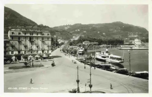 AK / Ansichtskarte COMO  Lago di Como Lombardia IT Piazza-Cavour Hotel-Metropole Dampfschiff Hafen Comer-See Uferpromenade Pferdekutsche