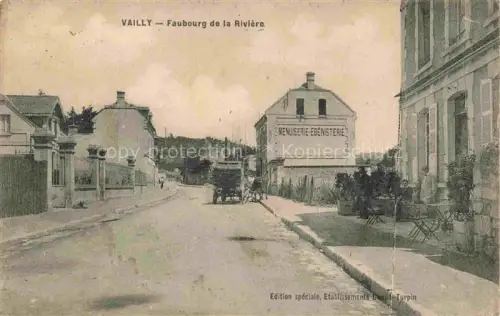 AK / Ansichtskarte Vailly-sur-Aisne Soissons 02 Aisne Faubourg-de-la-Rivière Strasse Menuiserie-Ebenisterie Pferdewagen Haeuser Passanten