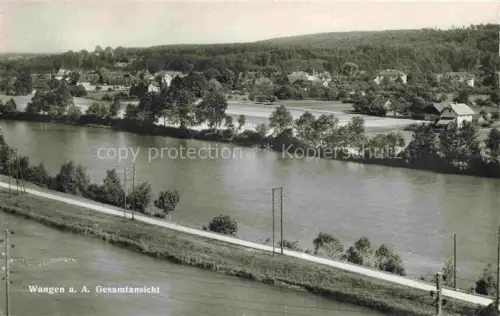 AK / Ansichtskarte Wangen Aare BE Aare Fluss Dorf Haeuser Wald Strommasten Strasse Huegel