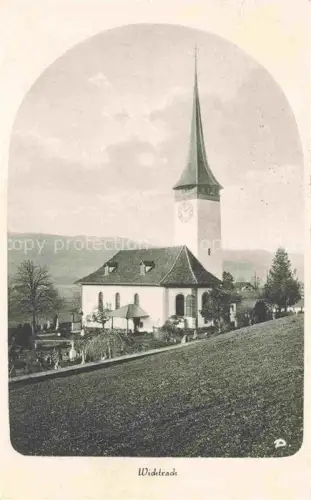 AK / Ansichtskarte Wichtrach Konolfingen BE Kirche Kirchturm Friedhof Wiese Huegel Dorf