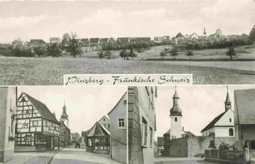 AK / Ansichtskarte Pinzberg Forchheim Bayern Panorama Fachwerk Kirchturm Dorfstrasse Brunnen Mehrbildkarte Fraenkische-Schweiz