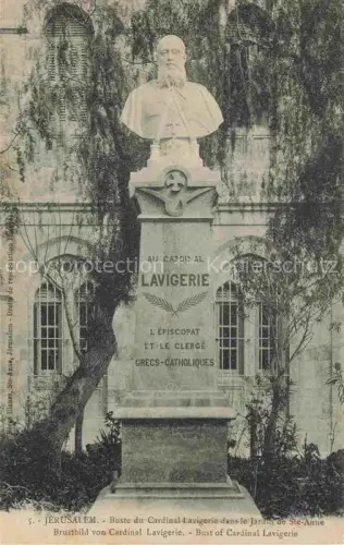 AK / Ansichtskarte Jerusalem  Yerushalayim Israel Cardinal-Lavigerie Bueste Ste-Anne Garten Denkmal Grecs-Catholiques Kirchenmauer