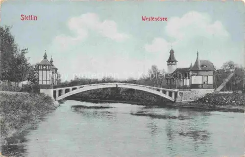 AK / Ansichtskarte Stettin SZCZECIN Pommern PL Westendsee Bruecke Pavillon Park See Jugendstil
