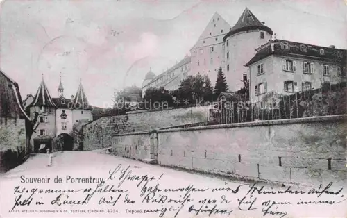 AK / Ansichtskarte Porrentruy JU Schloss Stadttor Befestigungsmauer Turm Gasse Altstadt