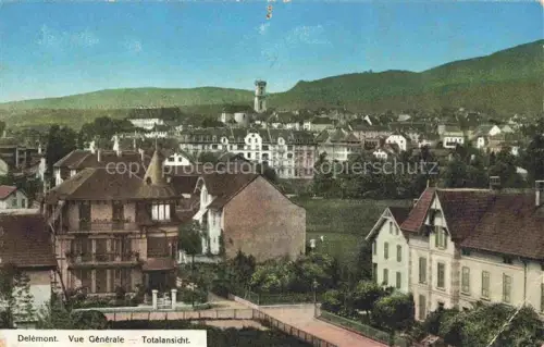 AK / Ansichtskarte DELEMONT Delsberg JU Kirche Daecher Villen Huegel Stadtansicht Baeume