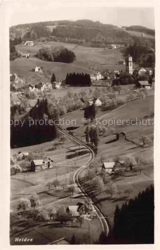 AK / Ansichtskarte Heiden Appenzell AR Kirche Dorf Strasse Huegel Felder Haeuser Landschaft Fliegeraufnahme