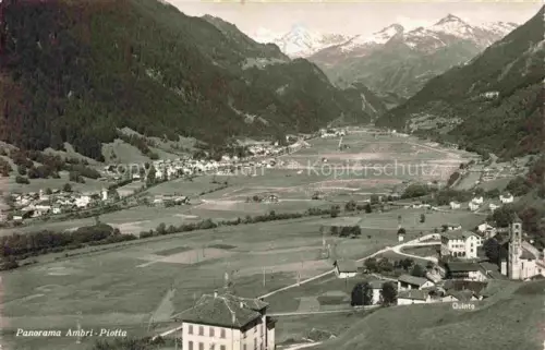 AK / Ansichtskarte Ambri Piotta Leventina TI Quinto Leventina Bergtal Felder Dorf Kirche Bergpanorama Talansicht