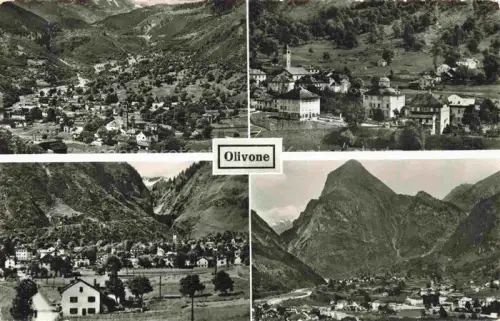 AK / Ansichtskarte Olivone TI Dorf Bergpanorama Kirche Haeuser Talansicht Blenio Fluss Mehrbildkarte