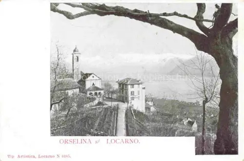 AK / Ansichtskarte Orselina Locarno TI Kirche Turm Lago-Maggiore Berge Dorf Weinberge Baeume