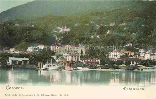AK / Ansichtskarte LOCARNO Lago Maggiore TI Débarcadère Lago-Maggiore Hafen Dampfschiff Hotels Berge Ufer