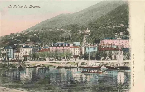 AK / Ansichtskarte LOCARNO Lago Maggiore TI Lago-Maggiore Ufer Boote Stadtansicht Berge Hotels Promenade
