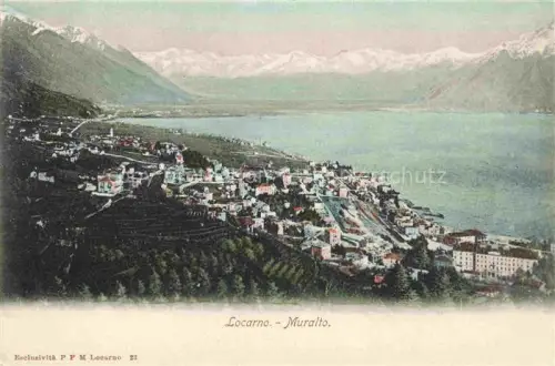 AK / Ansichtskarte Muralto Locarno Lago Maggiore TI Lago-Maggiore Panorama Stadtansicht Berge Schnee Weinberge Locarno