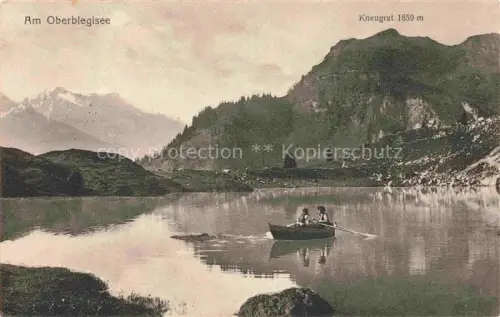 AK / Ansichtskarte Oberblegisee Luchsingen Braunwald GL Oberblegisee Kneugrat See Berge Boot Rudern Alp
