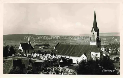 AK / Ansichtskarte Villmergen Bremgarten AG Kirche Friedhof Kirchturm Kapelle Stadtansicht Landschaft