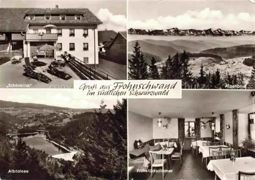 AK / Ansichtskarte Frohnschwand Hoechenschwand BW Pension-Schoenblick Schwarzwald Alpenblick Albtalsee Fruehstueckszimmer Berglandschaft Wald