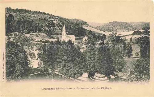 AK / Ansichtskarte Orquevaux Chaumont 52 Haute-Marne Kirche Schlosspark Baeume Huegel Tal Dorf