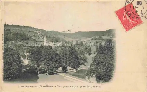 AK / Ansichtskarte Orquevaux Chaumont 52 Haute-Marne Kirche Schlosspark Baeume Tal Huegel Panorama