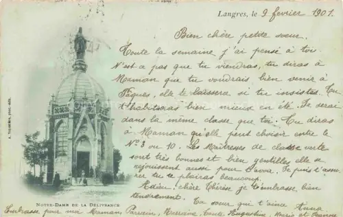 AK / Ansichtskarte LANGRES 52 Haute-Marne Notre-Dame-de-la-Délivrance Kapelle Marienstatue Kuppel Baeume