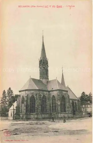 AK / Ansichtskarte Eclaron-Braucourt-Sainte-Liviere 52 Haute-Marne Eglise Kirche Neugotisch Kirchturm Spitzturm Baeume Personen