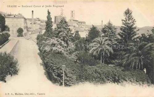 AK / Ansichtskarte GRAssE 06 Boulevard-Carnot Jardin-Fragonard Park Palmen Baeume Kirchturm Stadtansicht