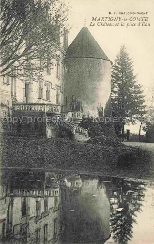 AK / Ansichtskarte Martigny-le-Comte CHAROLLES 71 Saone-et-Loire Château Schloss Weiher Spiegelung Turm Treppe Garten