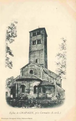 AK / Ansichtskarte Chapaize MACON 71 Saone-et-Loire Kirche Romanisch Kirchturm Apsis Sandstein Baeume