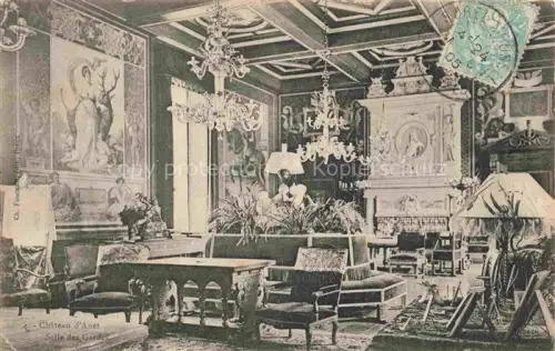 AK / Ansichtskarte Anet DREUX 28 Eure-et-Loir Château-d Anet Salle-des-Gardes Innenraum Gemaelde Kamin Kronleuchter Moebel Stuck