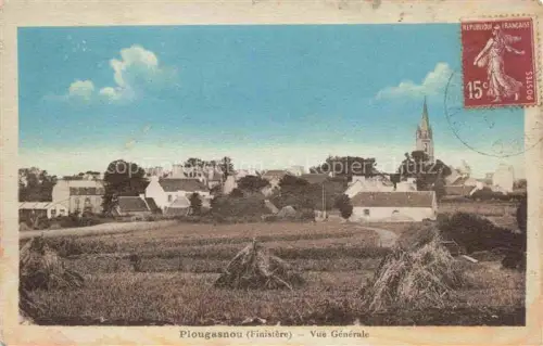 AK / Ansichtskarte Plougasnou Morlaix 29 Finistere Dorf Kirchturm Felder Getreidegarben Haeuser Landschaft