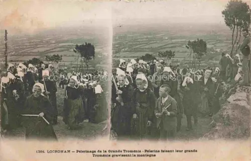 AK / Ansichtskarte Locronan Chateaulin 29 Finistere Grande-Troménie Pèlerinage Pèlerins Berg Tracht Coiffe Prozession Landschaft