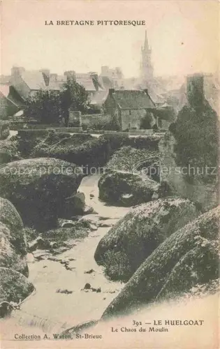 AK / Ansichtskarte Huelgoat Chateaulin 29 Finistere Chaos-du-Moulin Felsen Bach Fluss Kirche Dach Bretagne-pittoresque