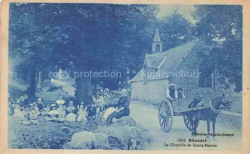 AK / Ansichtskarte Benodet Quimper 29 Finistere Chapelle-de-Sainte-Marine Kapelle Baeume Eselkarren Dorfbewohner Kinder Frauen