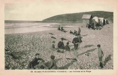 AK / Ansichtskarte Plougasnou Morlaix 29 Finistere Les-Cabines Plage Strand Badekabinen Kiesstrand Kinder Kueste Huegel