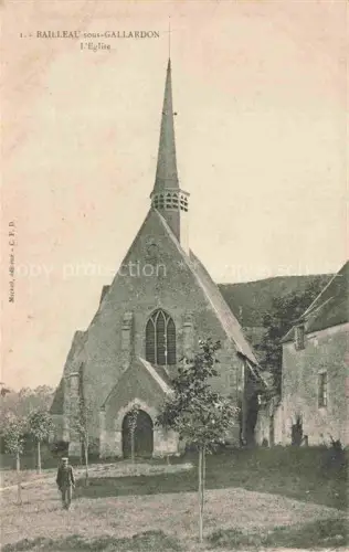 AK / Ansichtskarte Gallardon CHARTRES 28 Eure-et-Loir Bailleau-sous-Gallardon Église Kirchturm Spitzturm Dorfkirche Mann Baeume