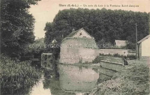 AK / Ansichtskarte Illiers-Combray CHARTRES 28 Eure-et-Loir Fontaine-Saint-Jacques Loir Fluss Waschhaus Waescherin Bruecke Baeume