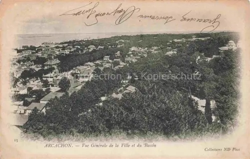 AK / Ansichtskarte ARCACHON 33 Gironde Pinienwald Villen Daecher Bassin Kueste Stadtpanorama