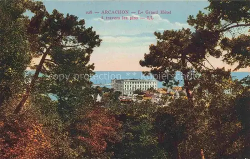 AK / Ansichtskarte ARCACHON 33 Gironde Grand-Hôtel Pinien Bassin Villen Panorama Handkoloriert