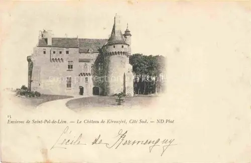 AK / Ansichtskarte Kerouzere (Chateau) St-Pol-de-Leon Morlaix 29 Finistere Château-de-Kérouzéré Schloss Turm Eingang Baeume Mittelalter