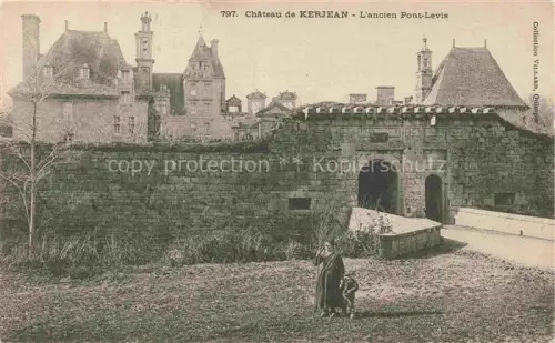 AK / Ansichtskarte Kerjean (Chateau) Saint-Vougay Morlaix 29 Finistere Château-de-Kerjean Pont-Levis Zugbruecke Schloss Burgwall Turm Frau Kind