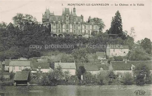 AK / Ansichtskarte Montigny-le-Gannelon Chateaudun 28 Eure-et-Loir Château Schloss Vallée Tal Dorf Fluss Haeuser Huegel