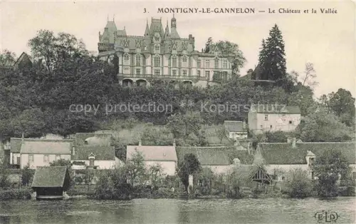 AK / Ansichtskarte Montigny-le-Gannelon Chateaudun 28 Eure-et-Loir Château Schloss Vallée Tal Dorf Fluss Haeuser Huegel