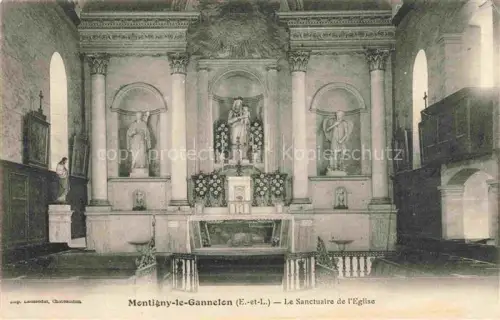 AK / Ansichtskarte Montigny-le-Gannelon Chateaudun 28 Eure-et-Loir Sanctuaire-de-l Eglise Altar Heiligenstatuen Kircheninneres Saeulen Gewoelbe Pelerinage