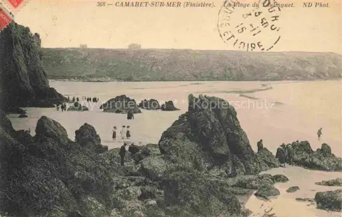 AK / Ansichtskarte Camaret-sur-Mer Chateaulin 29 Finistere Plage-du-Toulinguet Strand Felsen Meer Badegaeste Klippen Kueste Rue-Rouget-de-Lisle