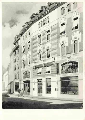 AK / Ansichtskarte LUGANO Lago di Lugano TI Hotel-Condor-Rigi Hotelgebaeude Jugendstil Architekturzeichnung Illustration Fassade