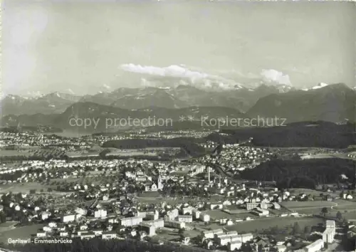 AK / Ansichtskarte Gerliswil Emmenbruecke LU Gerliswil Emmenbruecke Industrieschornstein Kirche Alpen Wohnhaeuser