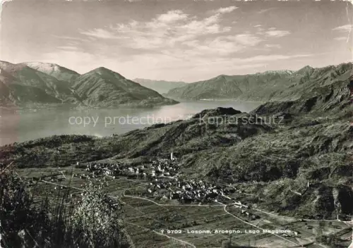 AK / Ansichtskarte Losone Locarno TI Losone Arcegno Lago-Maggiore Dorf Berge See Tal