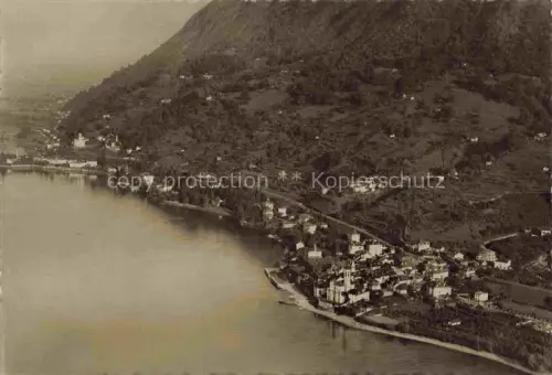 AK / Ansichtskarte Magadino Locarno TI Vira Lago-Maggiore Seeufer Bergflanke Dorf Kirche