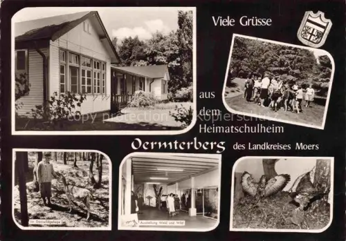 AK / Ansichtskarte Oermterberg Rheurdt KLEVE NRW Heimatschulheim Damwildgehege Ausstellung-Wald-und-Wild Schulgebaeude Wald Schueler
